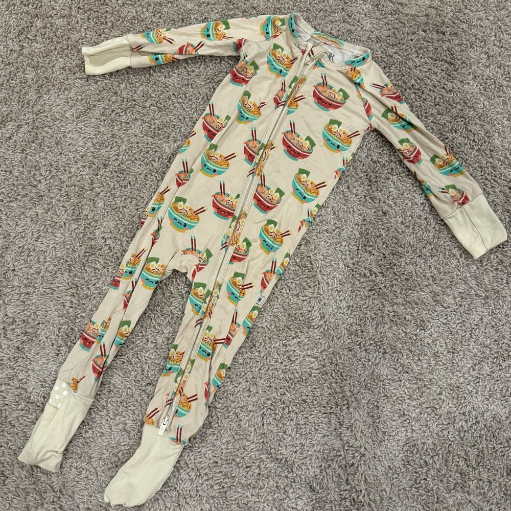Bums & Roses Zippy in Ramen Print - 12-18M